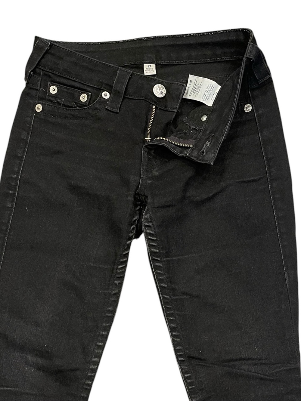 True Religion Size 27 Black Basic Legging Low Rise Skinny Jeans Stretch - Picture 3 of 14